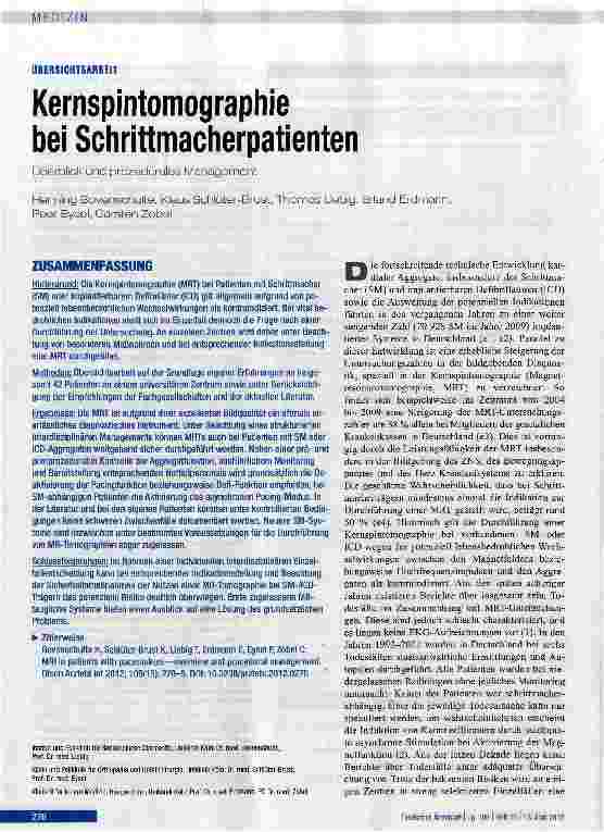 Vorschauseite 1: Kernspintomographie bei Schrittmacherpatienten