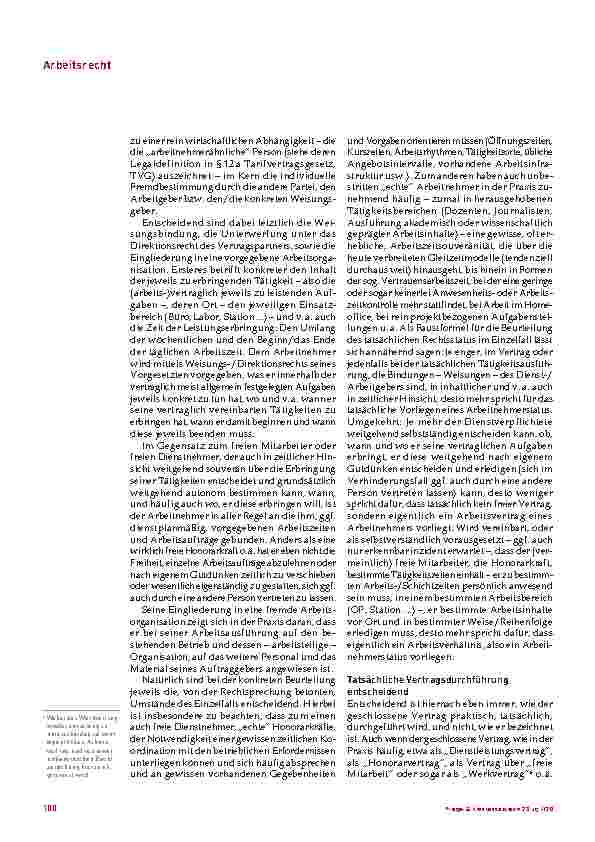Vorschauseite 3: Aktuelle arbeitsrechtliche Probleme bei der Scheinselbstständigkeit
