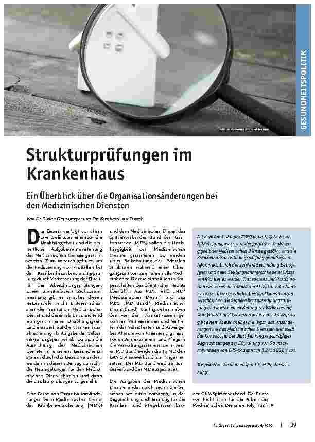 Vorschauseite 1: Strukturprüfungen im Krankenhaus: Ein Überblick über die Organisationsänderungen bei den Medizinischen Diensten