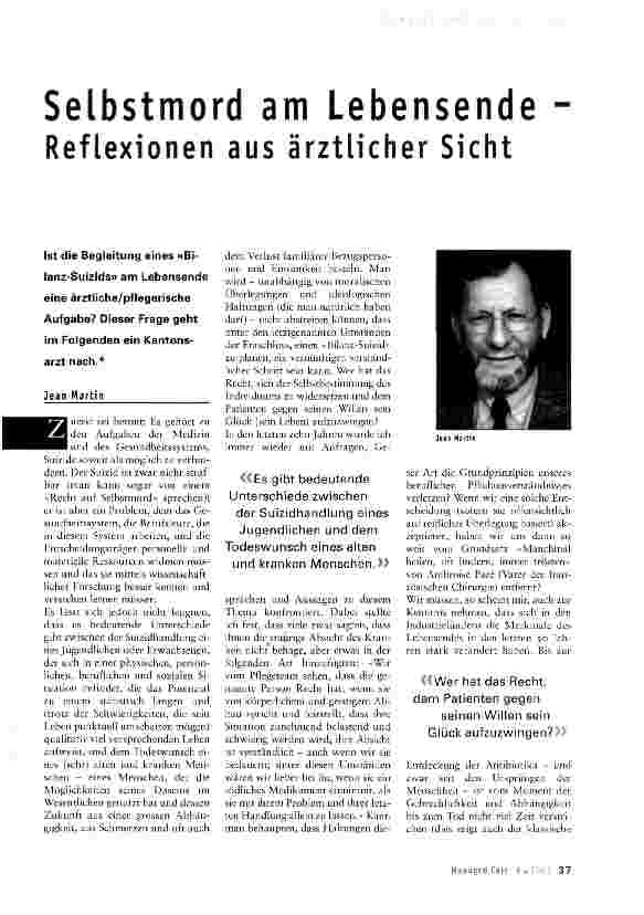 Vorschauseite 1: Selbstmord am Lebensende Reflexionen aus ärztlicher Sicht