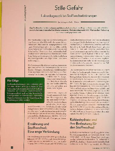 Vorschauseite 1: Stille Gefahr Labordiagnostik bei Stoffwechselstörungen