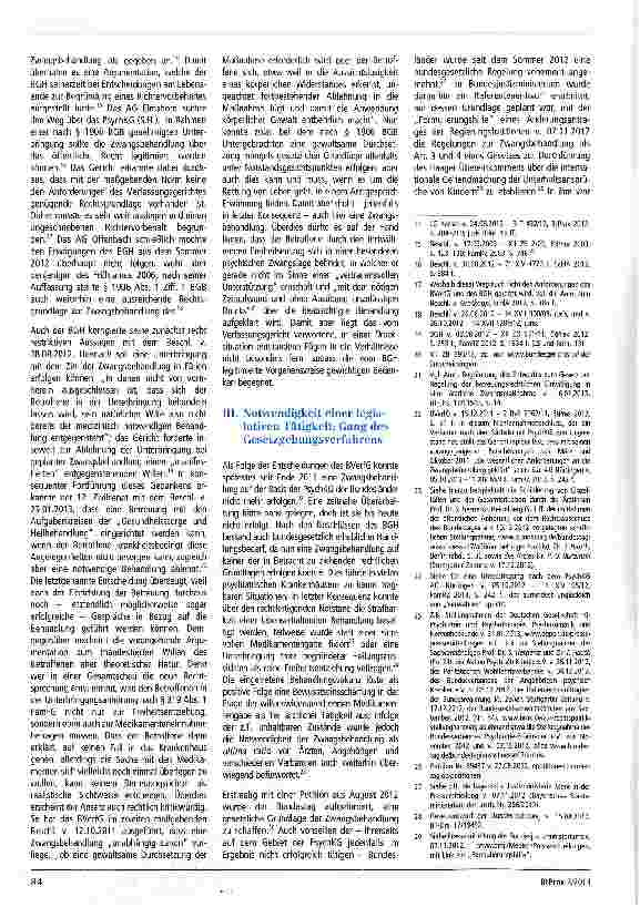 Vorschauseite 2: Medizinische Zwangsbehandlung untergebrachter Personen - in Grenzen - wieder möglich