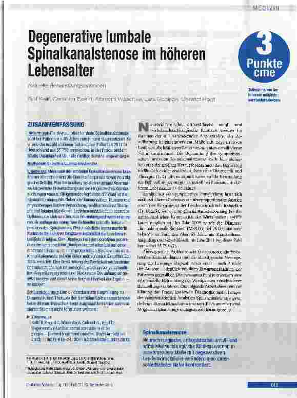 Vorschauseite 1: Degenerative lumbale Spinalkanalstenose im höheren Lebensalter