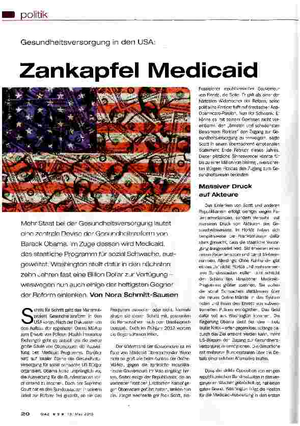 Vorschauseite 1: Zankapfel Medicaid