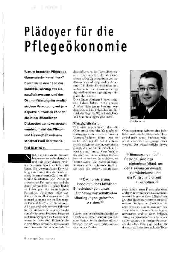Vorschauseite 1: Plädoyer für die Pflegeökonomie