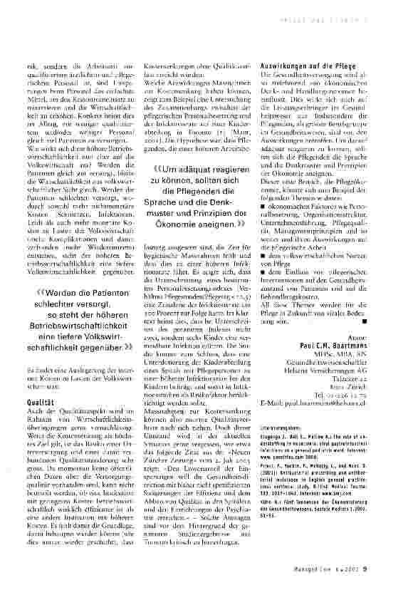 Vorschauseite 2: Plädoyer für die Pflegeökonomie