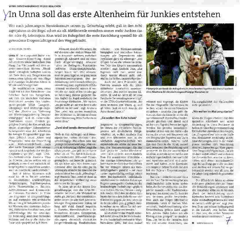 Vorschauseite 1: In Unna soll das erste Altenheim für Junkies entstehen