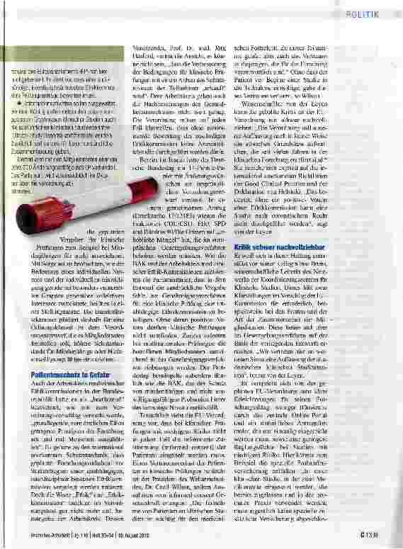 Vorschauseite 3: Zwischen Patientenschutz und Forschungsinteresse