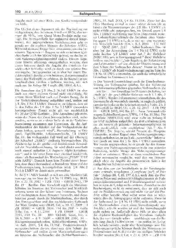 Vorschauseite 2: Erforderlichkeit der Angabe von Zutaten in Sportlernahrung — L-Arginin Alpha-Ketoglutarat UWG $ 4 Nt 11; LMKV $ 8