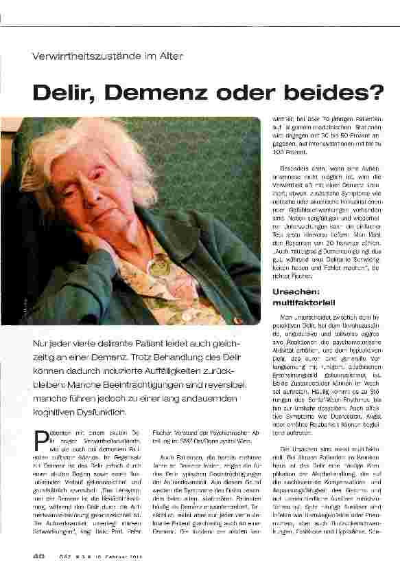 Vorschauseite 1: Verwirrtheitszustände im AlterDelir, Demenz oder beides?