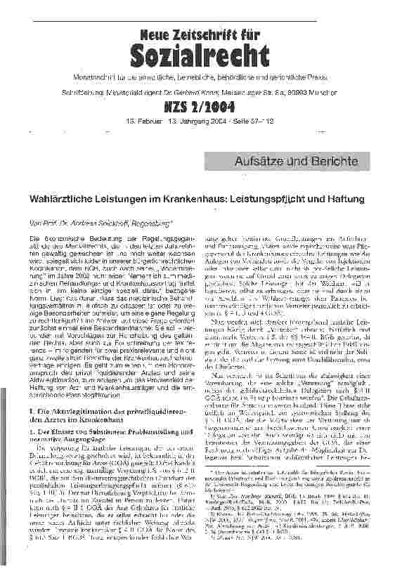 Vorschauseite 1: Wahlärztliche Leistungen im Krankenhaus Leistungspflicht und Haftung