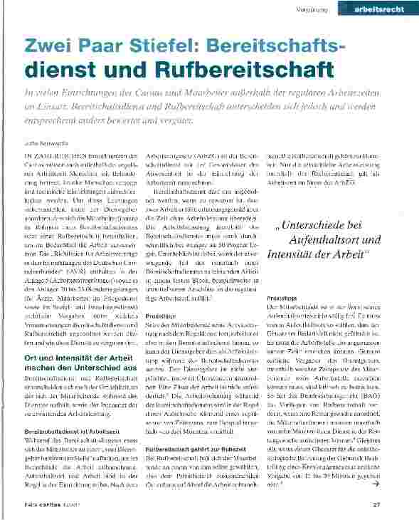 Vorschauseite 1: Zwei Paar Stiefel: Bereitschafts-dienst und Rufbereitschaft