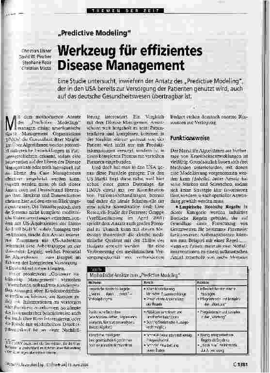 Vorschauseite 1: Werkzeug für effizientes Disease ManagementPredictive Modeimg