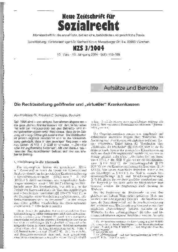 Vorschauseite 1: Die Rechtsstellung geöffneter und virtueller Krankenkassen