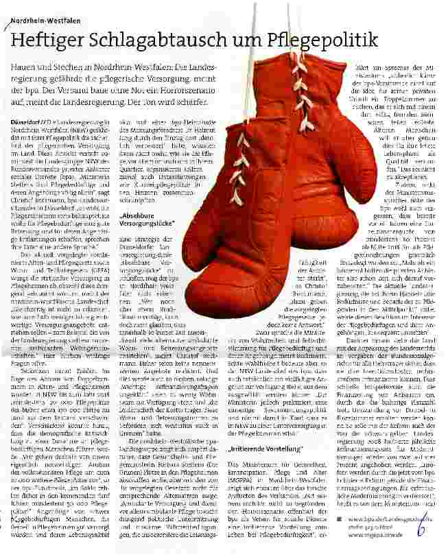 Vorschauseite 1: Heftiger Schlagabtausch um Pflegepolitik