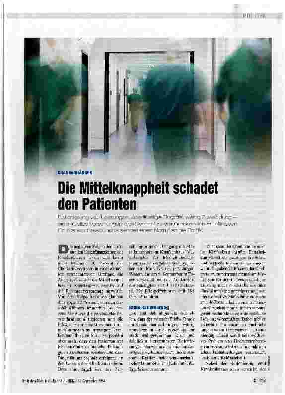Vorschauseite 1: Die Mittelknappheit schadet den Patienten