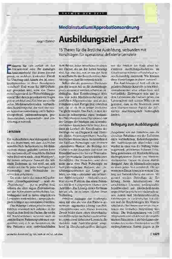 Vorschauseite 1: Ausbildungsziel Arzt