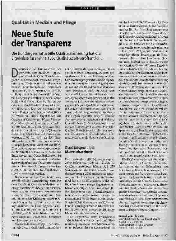 Vorschauseite 1: Neue Stufe der Transparenz