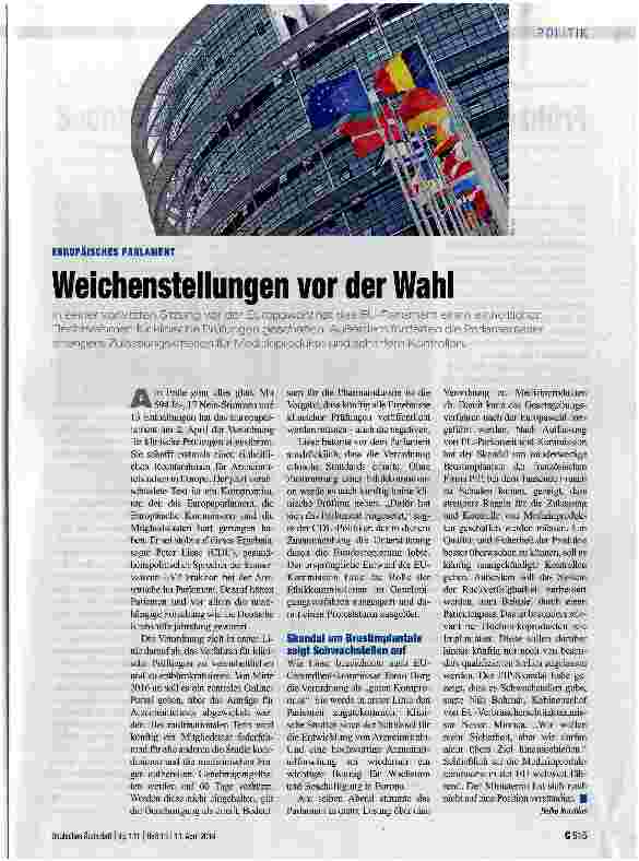 Vorschauseite 1: Weichenstellungen vor der Wahl