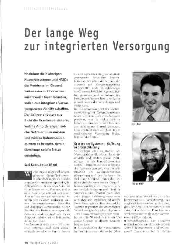 Vorschauseite 1: Der lange Weg zur integrierten Versorgung