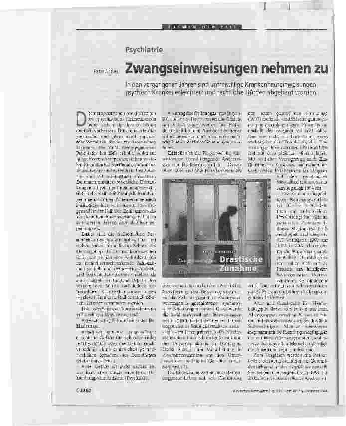 Vorschauseite 1: Zwangseinweisungen nehmen zu