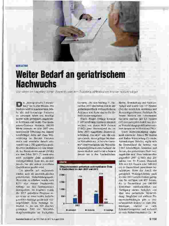 Vorschauseite 1: Weiter Bedarf an geriatrischem Nachwuchs