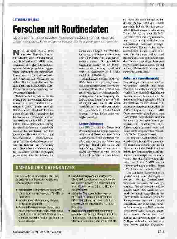 Vorschauseite 1: DATENTRANSPARENZForschen mit Routinedaten