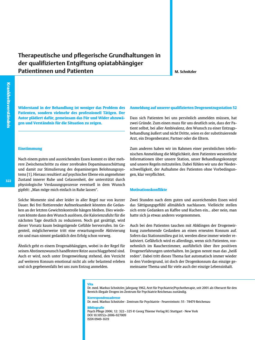 Vorschauseite 1: Therapeutische und pflegerische Grundhaltungen in der qualifizierten Entgiftung opiatabhängiger Patientinnen und Patienten