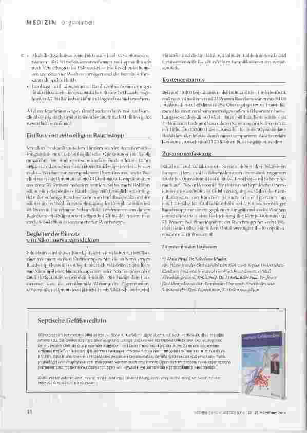 Vorschauseite 3: Rauchverzicht verbessert Operationsresultate