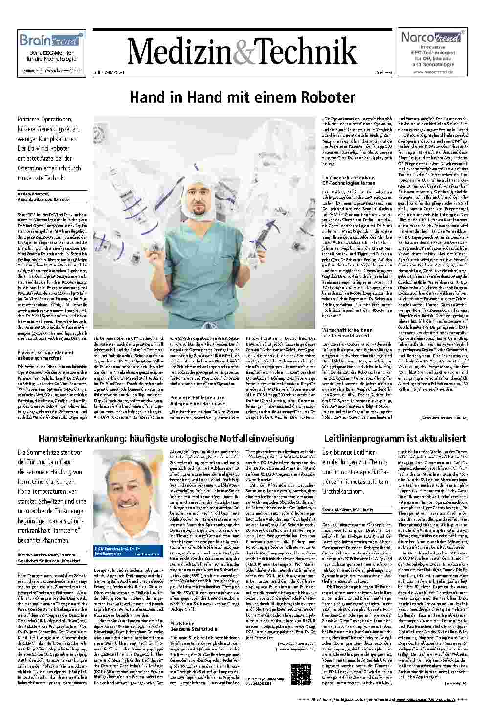 Vorschauseite 1: Medizin & Technik Hand in Hand mit einem Roboter
