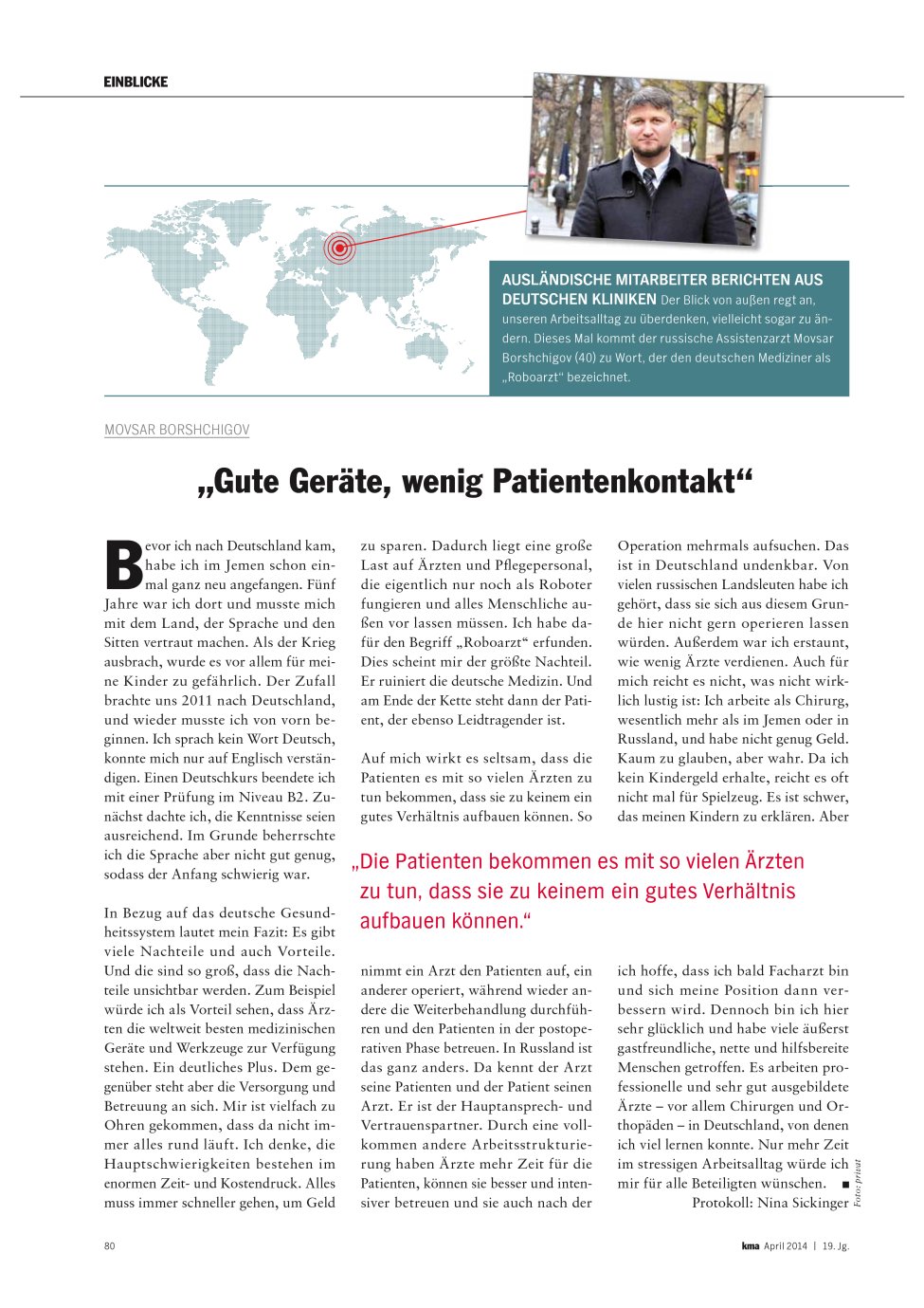 Vorschauseite 1: ?Gute Geräte, wenig Patientenkontakt?