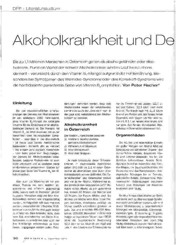Vorschauseite 1: Alkoholkrankheit und Demenz