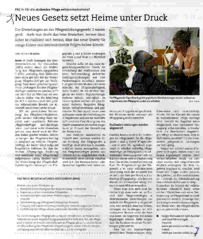 Vorschauseite 1: Neues Gesetz setzt Heime unter Druck