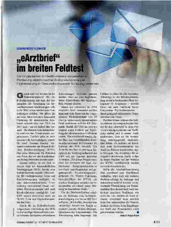 Vorschauseite 1: eArztbrief im breiten Feldtest
