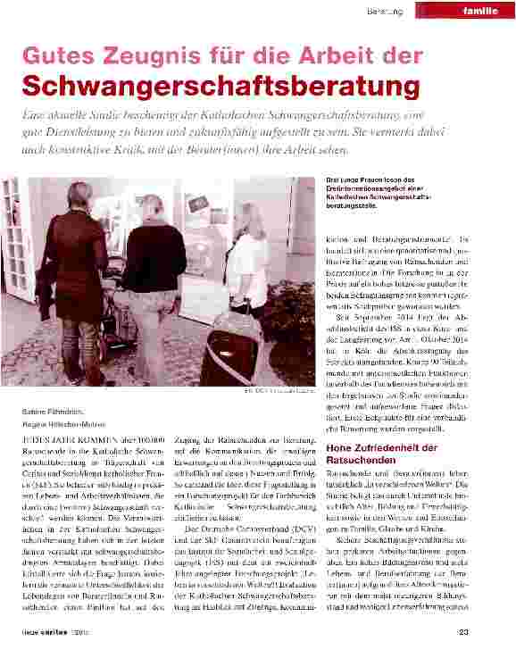 Vorschauseite 1: Gutes Zeugnis für die Arbeit der Schwangerschaftsberatung