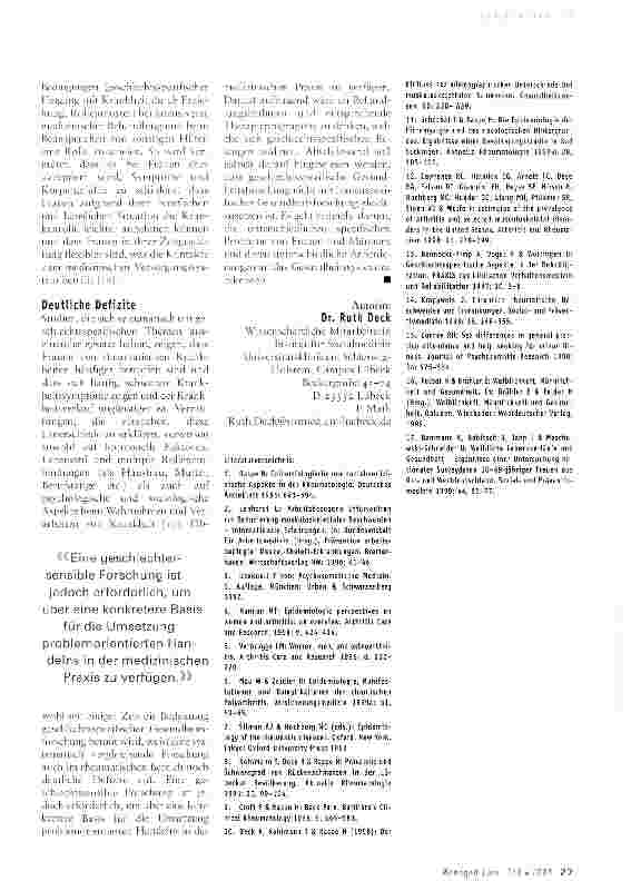 Vorschauseite 3: Rheuma: vergleichende Forschung mit Defiziten