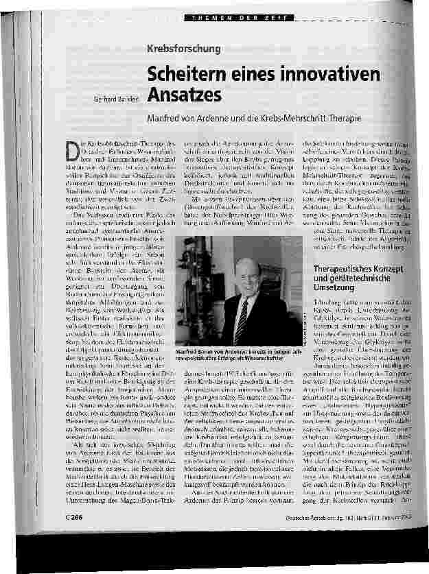 Vorschauseite 1: KrebsforschungScheitern eines innovativen AnsatzesManfred von Ardenne und die Krebs-Mehrschritt-Therapie
