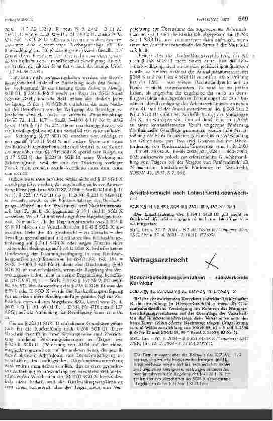 Vorschauseite 1: VertragsarztrechtHonorarberichtigungsverfahren - rückwirkende Korrektur