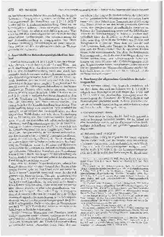 Vorschauseite 4: Kostenerstattung gemäß § 18 Abs. 1 SGB V für eine Organtransplantation im Ausland? - Zugleich zum Urteil des BSG vom 17. 2. 2004, Az: B1 KR 5/02 R