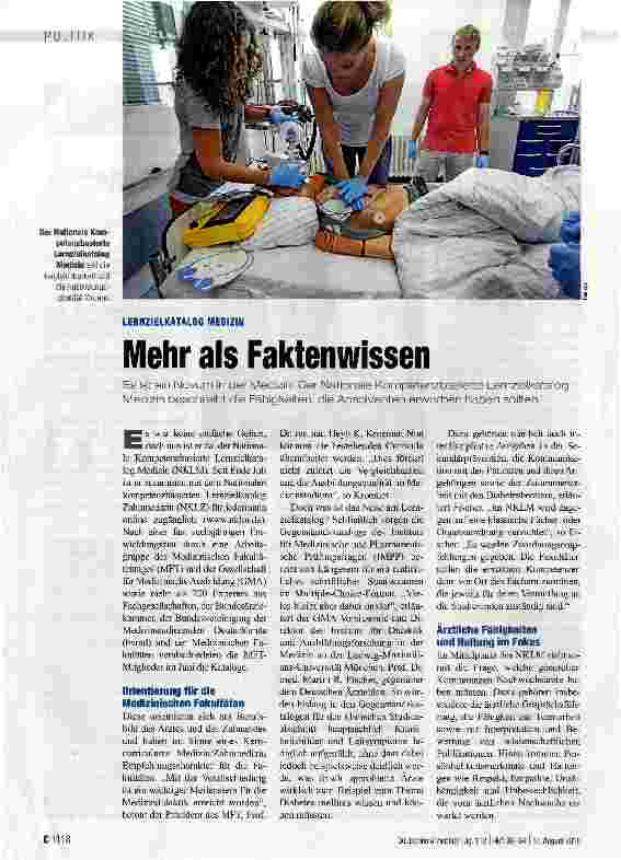 Vorschauseite 1: LERNZIELKATALOG MEDIZINMehr als Faktenwissen