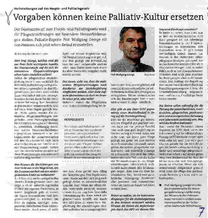 Vorschauseite 1: Vorbereitungen auf das Hospizund Palliativgesetz