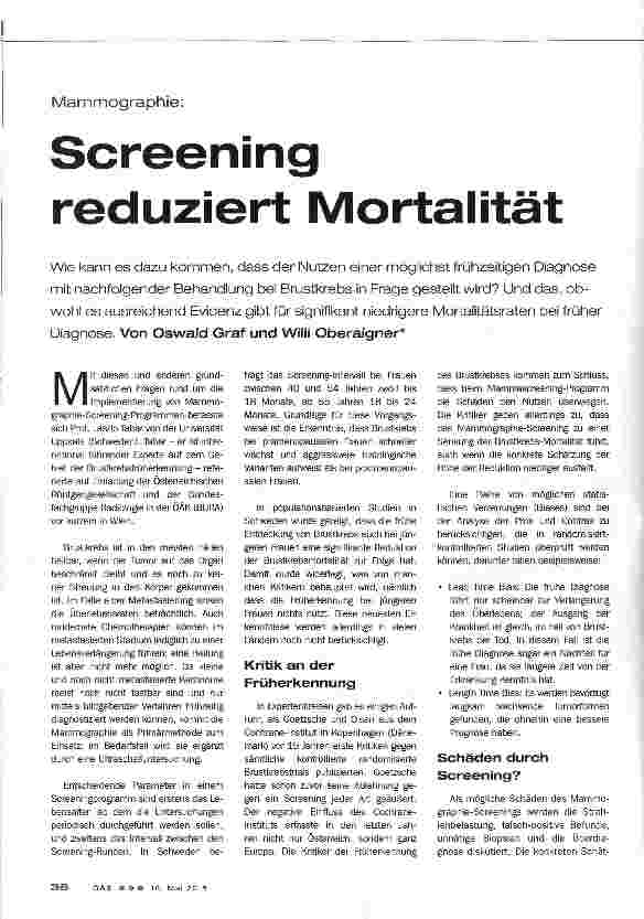 Vorschauseite 1: Screening reduziert Mortalität