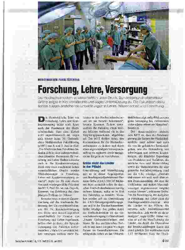 Vorschauseite 1: Forschung, Lehre, Versorgung