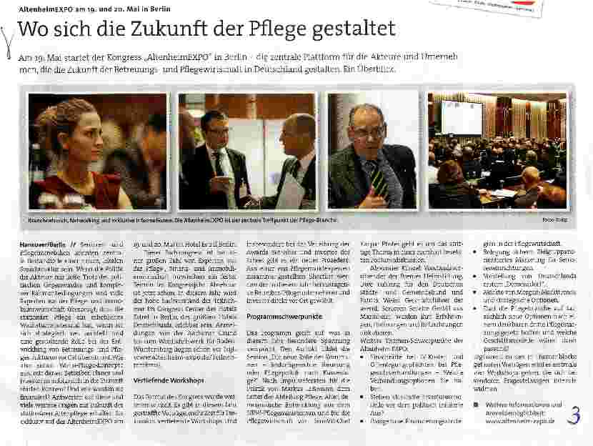 Vorschauseite 1: Wo sich die Zukunft der Pflege gestaltet