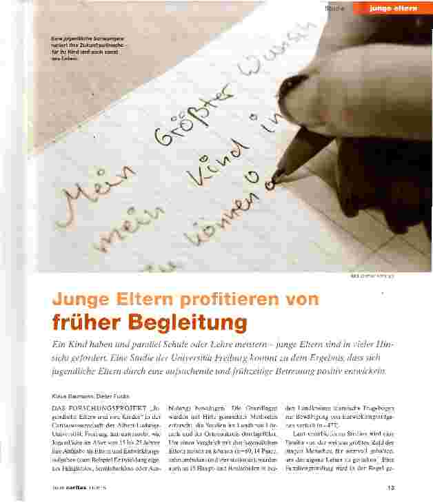 Vorschauseite 1: Junge Eltern profitieren von früher Begleitung