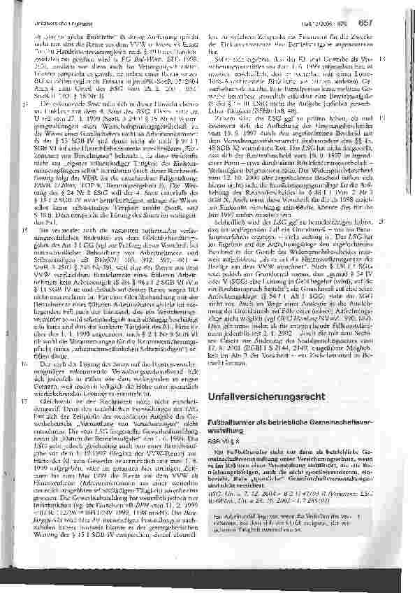Vorschauseite 1: UnfallversicherungsrechtFußballturnier als betriebliche Gemeinschaftsveranstaltung