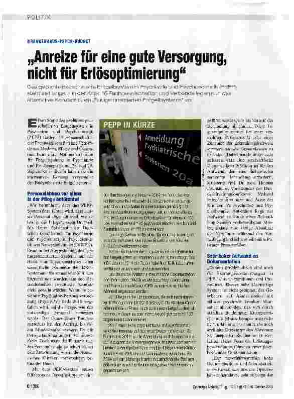 Vorschauseite 1: Anreize für eine gute Versorgung, nicht für Erlösoptimierung