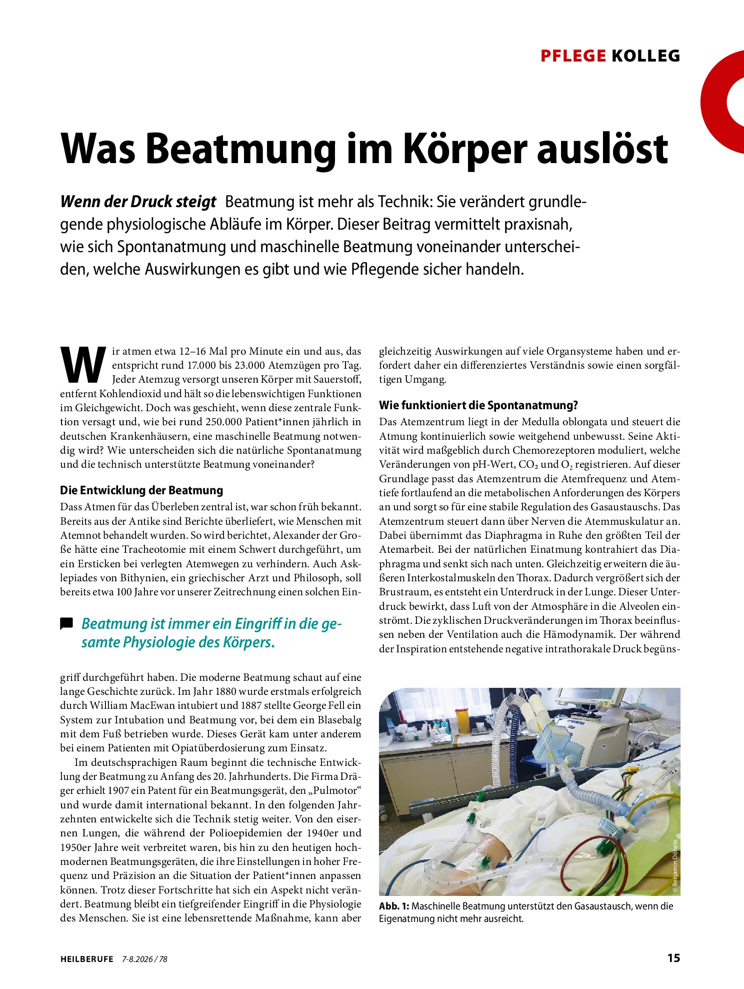 Vorschauseite 1: Was Beatmung im Körper auslöst