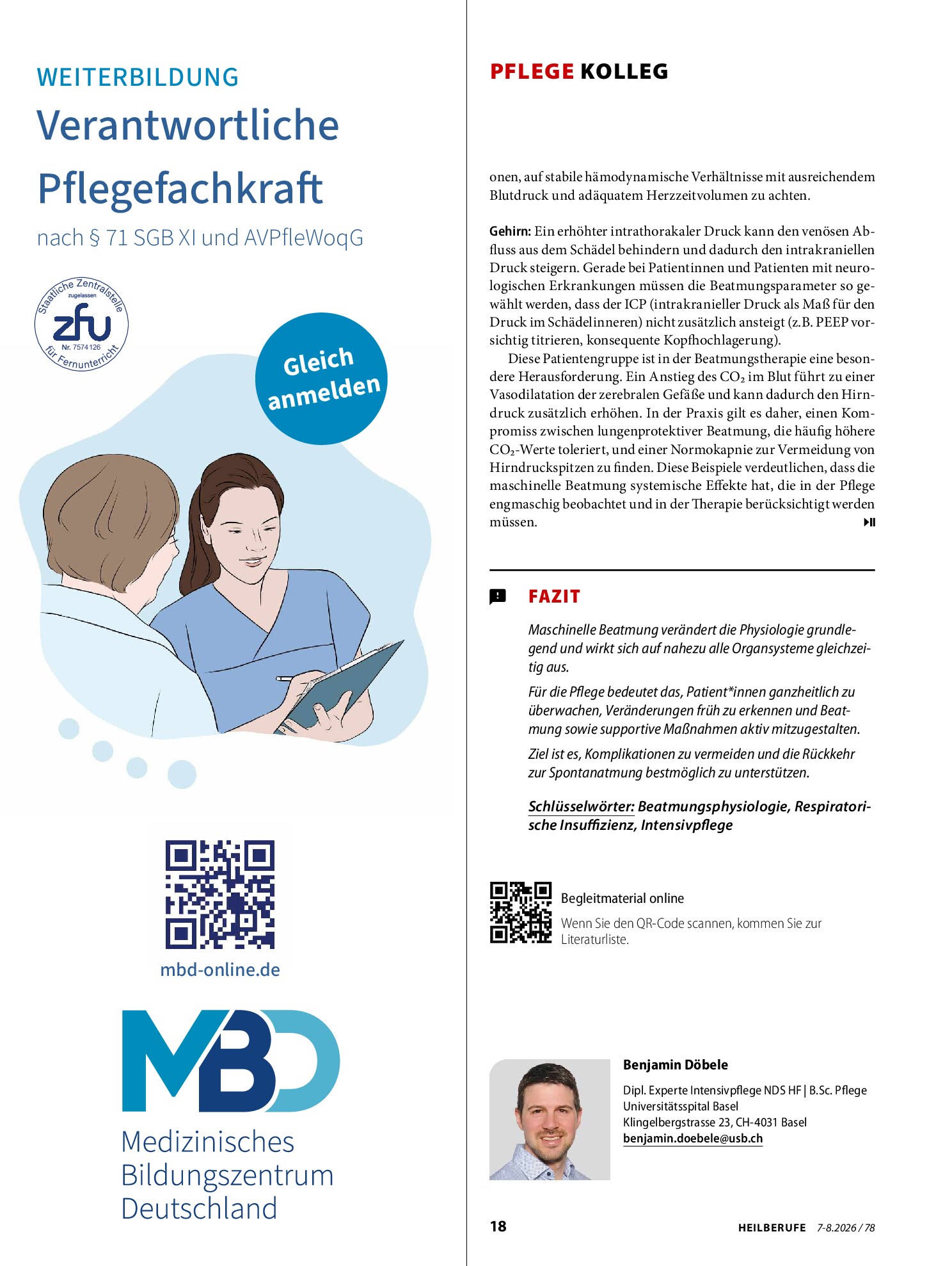 Vorschauseite 4: Was Beatmung im Körper auslöst