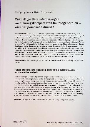 Vorschauseite 1: Zukünftige Herausforderungen an Führungskompetenzen im Pflegebereich - eine vergleichende Analyse